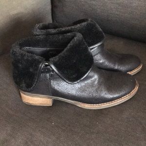 NIB Black Furry Ankle Boot